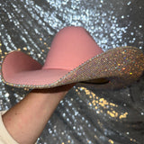 STAGECOACH SALE: Pink Felt w/ ab rhinestones Size 7 3/8