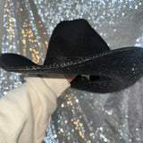 STAGECOACH SALE: Black suede w/ black rhinestones size LARGE VERY GRASSY