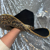 STAGECOACH SALE: Black Felt w/ leopard print