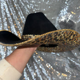STAGECOACH SALE: Black Felt w/ leopard print