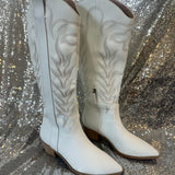 White Inlay Western Tall Boot