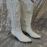 White Inlay Western Tall Boot