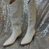 White Inlay Western Tall Boot