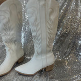 White Inlay Western Tall Boot