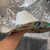 SUMMER SALE: KIDS WHITE STRAW W/ RAINBOW LEOPARD