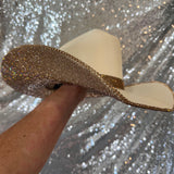 SUMMER SALE: XS SAND STRAW W/ LT TOPAZ RHINESTONES