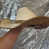SUMMER SALE: XS SAND STRAW W/ LT TOPAZ RHINESTONES