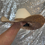 SUMMER SALE: XS SAND STRAW W/ LT TOPAZ RHINESTONES