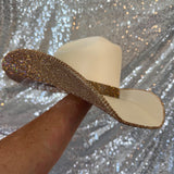 SUMMER SALE: XS SAND STRAW W/ LT TOPAZ RHINESTONES
