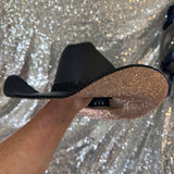 SUMMER SALE: AMERICAN HAT MAKERS BLACK STRAW W/ CHAMPAGNE RHINESTONES