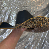 SUMMER SALE: AMERICAN HAT MAKERS BLACK STRAW W/ LEOPARD RHINESTONES