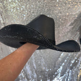 SUMMER SALE: BLACK STRAW W/ BLACK RHINESTONES