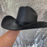 SUMMER SALE: BLACK STRAW W/ BLACK RHINESTONES