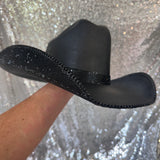 SUMMER SALE: BLACK STRAW W/ BLACK RHINESTONES