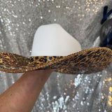 SUMMER SALE: WHITE STRAW W/ LEOPARD ON BOTH BRIMS