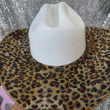 SUMMER SALE: WHITE STRAW W/ LEOPARD ON BOTH BRIMS