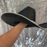 SUMMER SALE: BLACK STRAW W/ BLACK RHINESTONES & AB TRIM