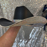 SUMMER SALE: BLACK STRAW W/ AB RHINESTONES