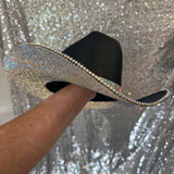 SUMMER SALE: BLACK STRAW W/ AB RHINESTONES