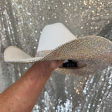SUMMER SALE: AMERICAN HAT MAKERS WHITE STRAW W/ AB RHINESTONES