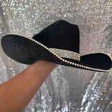 SUMMER SALE: BLACK SUEDE W/ BLACK RHINESTONES & CRYSTAL TRIM