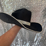 SUMMER SALE: BLACK SUEDE W/ BLACK RHINESTONES & CRYSTAL TRIM
