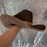 SUMMER SALE: BROWN SUEDE W/ LT TOPAZ RHINESTONES
