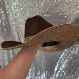 SUMMER SALE: BROWN SUEDE W/ LT TOPAZ RHINESTONES