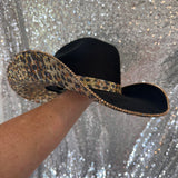 SUMMER SALE: BLACK SUEDE W/ LEOPARD RHINESTONES XL