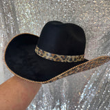 SUMMER SALE: BLACK SUEDE W/ LEOPARD RHINESTONES XL