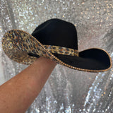SUMMER SALE: BLACK SUEDE W/ LEOPARD RHINESTONES XL