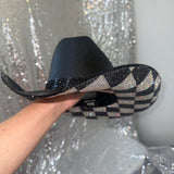 FLASH SALE: Black Straw w/ Black Checkered Print
