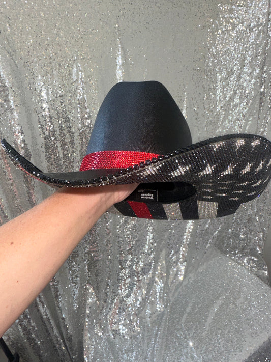 FLASH SALE: Black hat with firefighter flag print