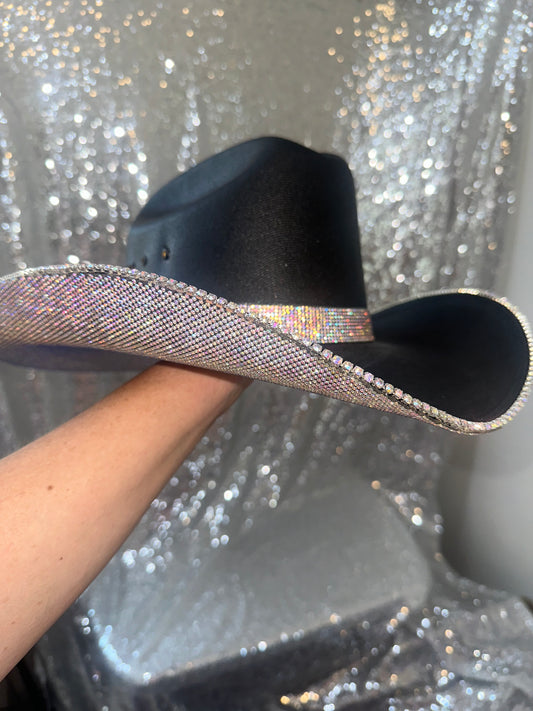 FLASH SALE: Black hat with ab rhinestones