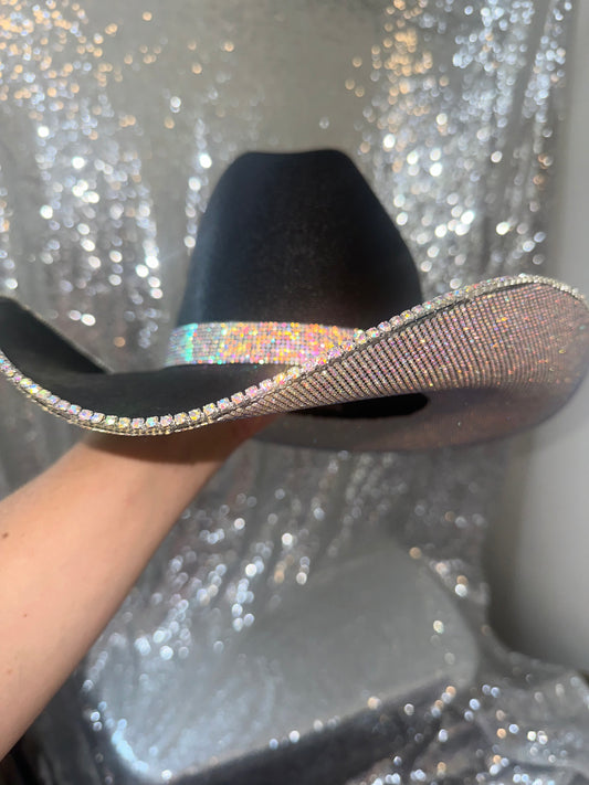 FLASH SALE: Black hat with ab rhinestones