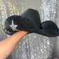 FLASH SALE: Black square hat with black rhinestones and crystal stars