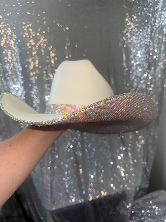 FLASH SALE: Sand round hat with ab rhinestones