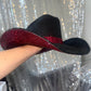 FLASH SALE: Black suede with maroon rhinestones