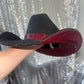 FLASH SALE: Black suede with maroon rhinestones