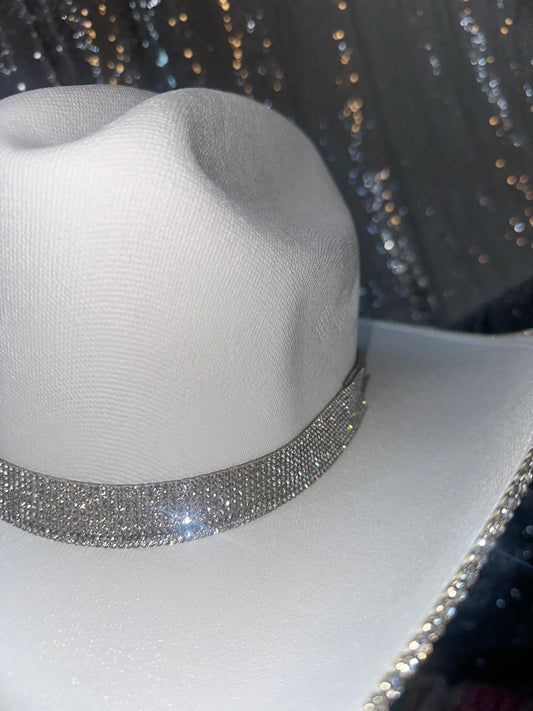 FLASH SALE: DEFECTIVE White and Crystal Rhinestone Hat