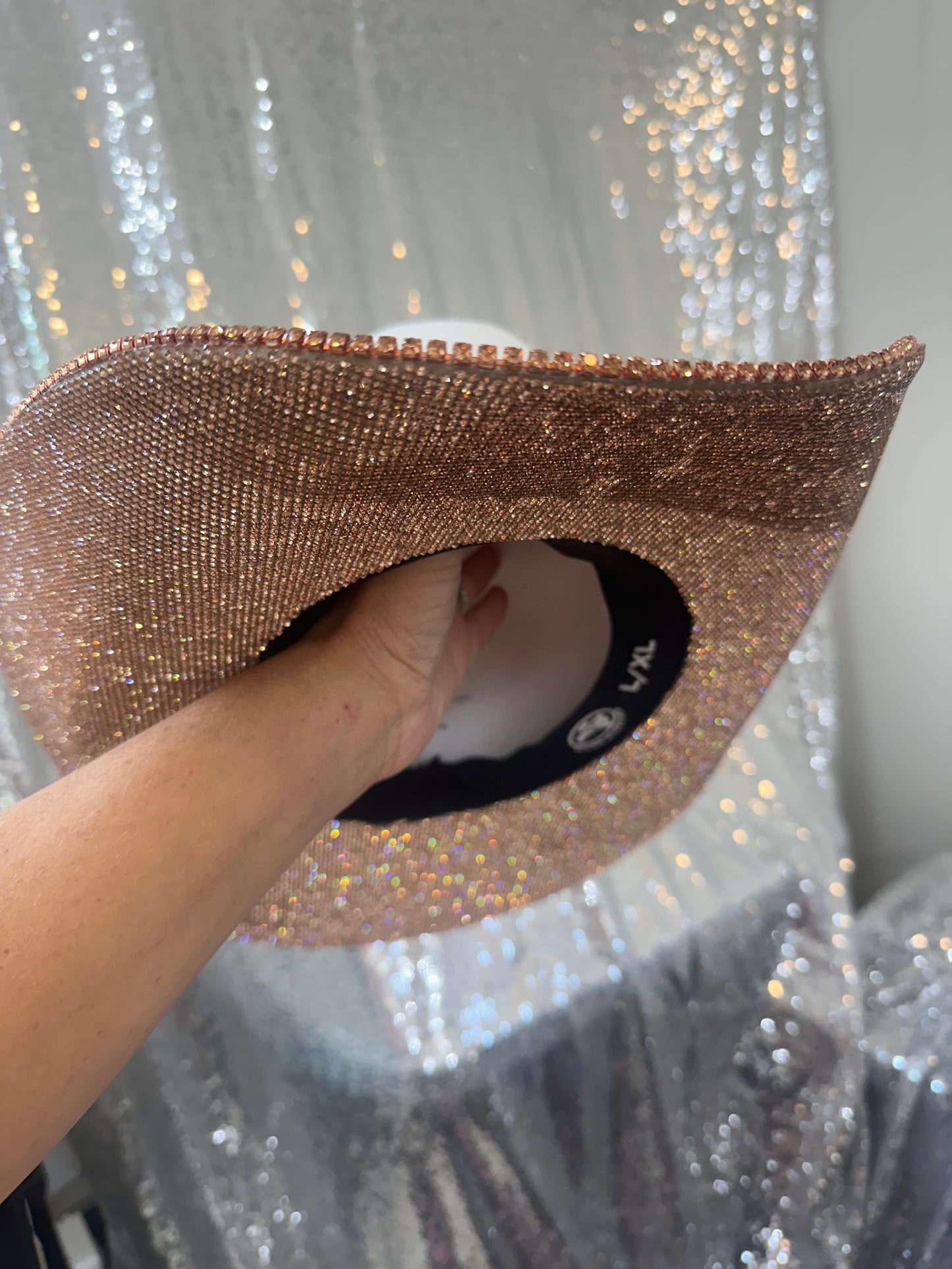 FLASH SALE: DEFECTIVE White and Champagne Rhinestone Hat