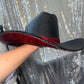 FLASH SALE: DEFECTIVE Black hat with maroon rhinestones