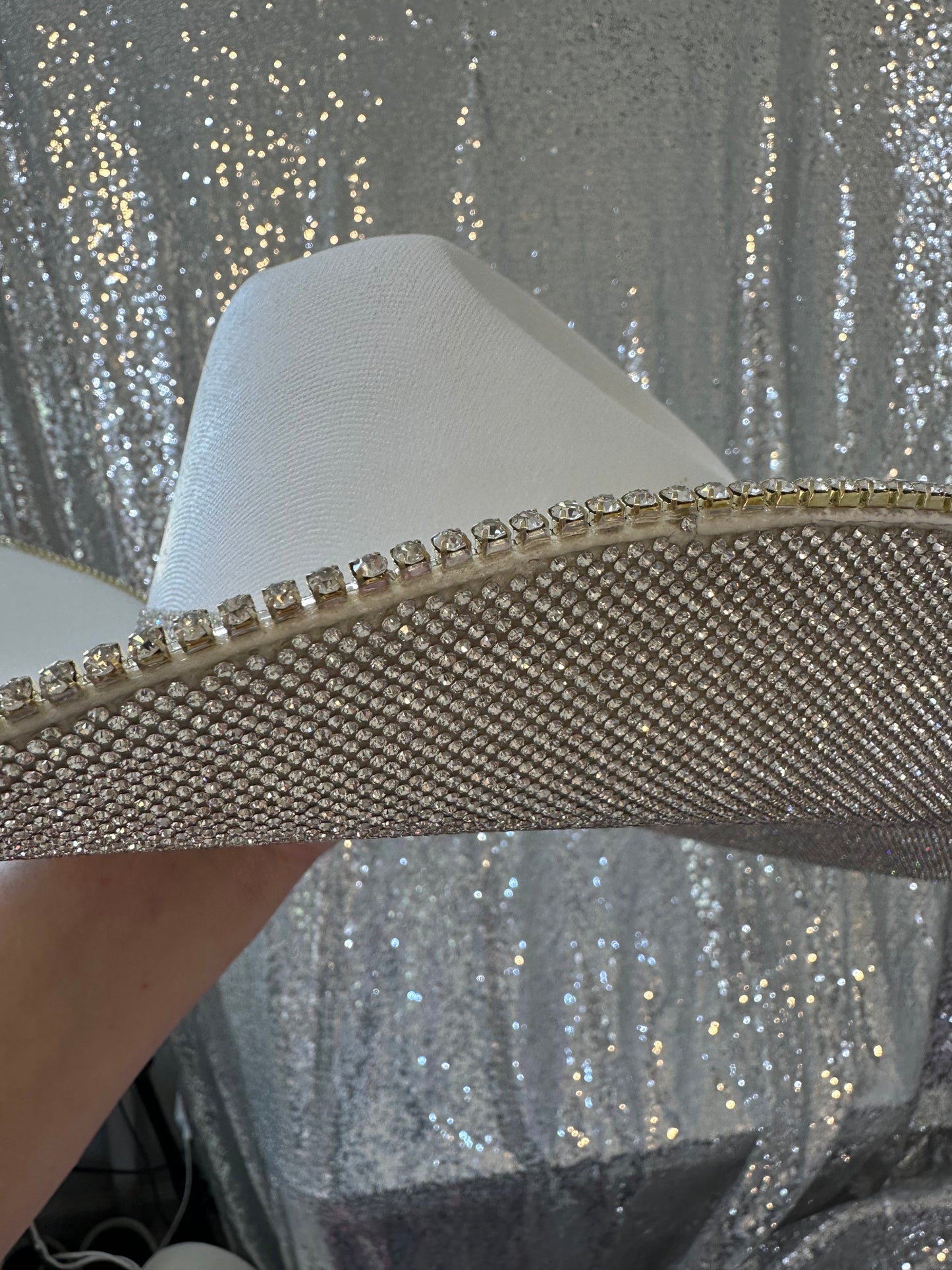 FLASH SALE: DEFECTIVE White and Crystal Rhinestone Hat OS