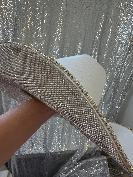 FLASH SALE: DEFECTIVE White and Crystal Rhinestone Hat OS