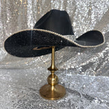 FALL FLASH SALE: XS Black Straw w/ black rhinestones & crystal trim