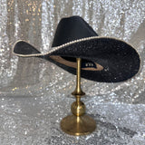 FALL FLASH SALE: XS Black Straw w/ black rhinestones & crystal trim