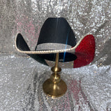 FALL FLASH SALE: Black straw S/M with Mexican Flag