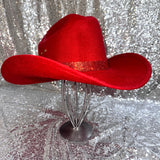 FALL FLASH SALE: Red Felt with red rhinestone hat band