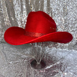 FALL FLASH SALE: Red Felt with red rhinestone hat band
