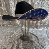 FALL FLASH SALE: Black American Hat Makers Straw w/ American Flag